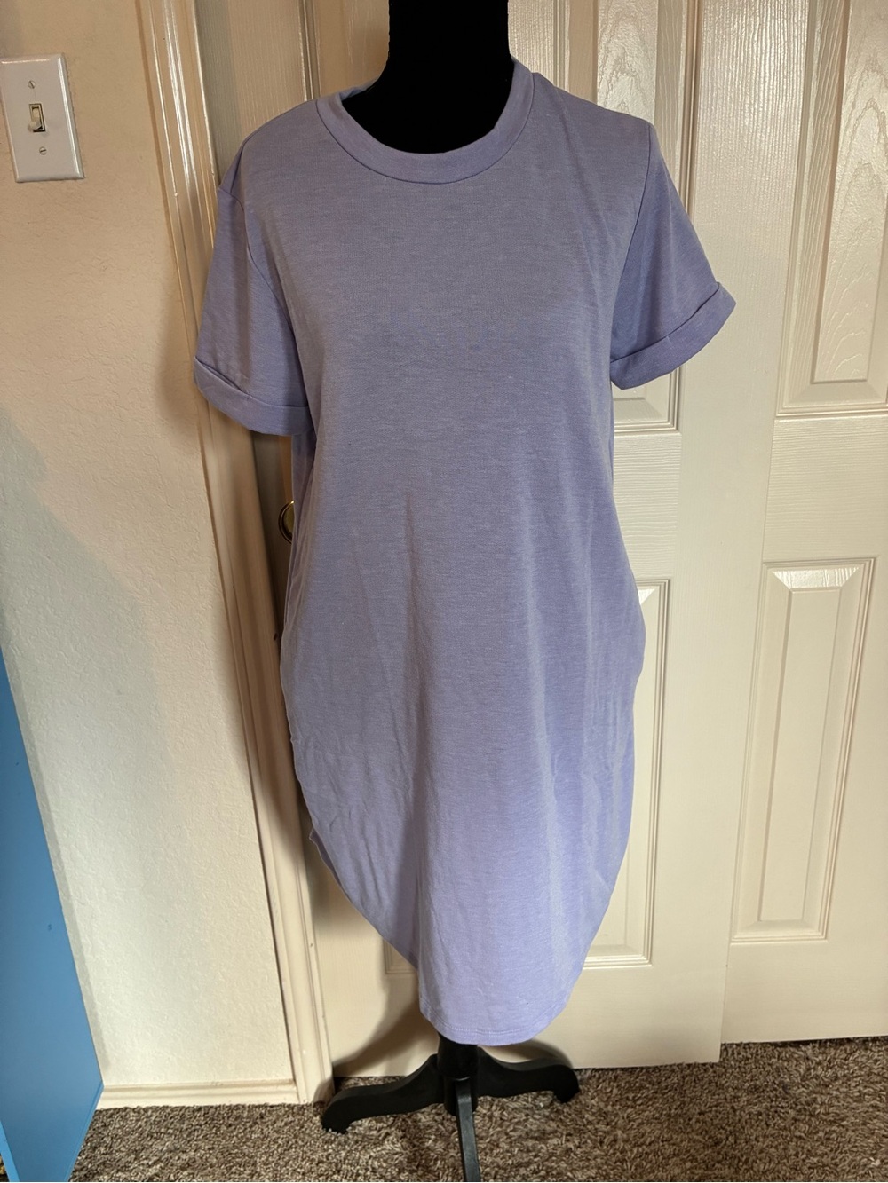 Cherish Lavender Rolled-Sleeve Crewneck Tunic Tee